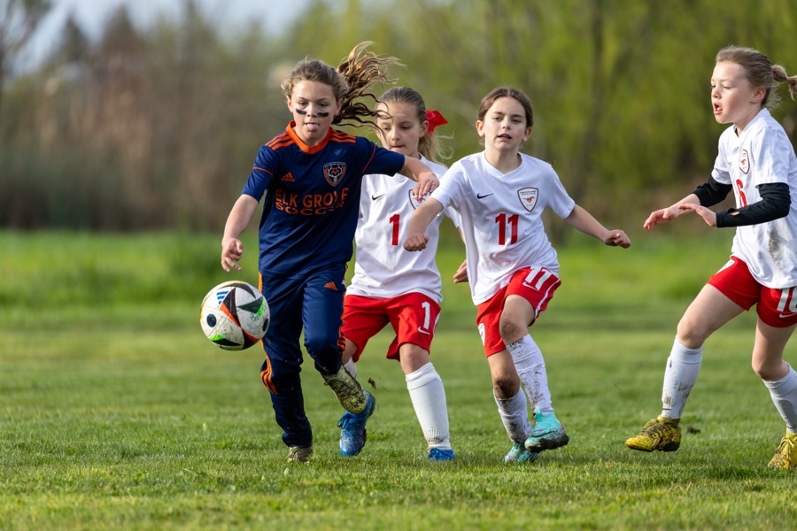 Players racing for the ball
